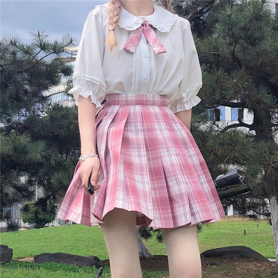taobao agent Japanese base student pleated skirt, jacket, bra top, summer clothing, Lolita style, with short sleeve