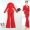 Kích thước lớn của phụ nữ 2018 mùa xuân và mùa hè mới lớn màu đỏ Mỏng một nút phù hợp với + loa quần phù hợp với