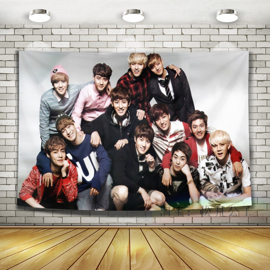 OrangeEXO Park canlie Bian Boxian Wu Shixun Zhang Yixing Kris Hanging cloth Wall cloth Tapestry dormitory Background cloth decorate