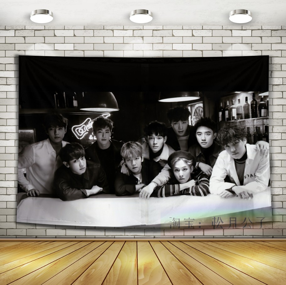 1EXO Park canlie Bian Boxian Wu Shixun Zhang Yixing Kris Hanging cloth Wall cloth Tapestry dormitory Background cloth decorate