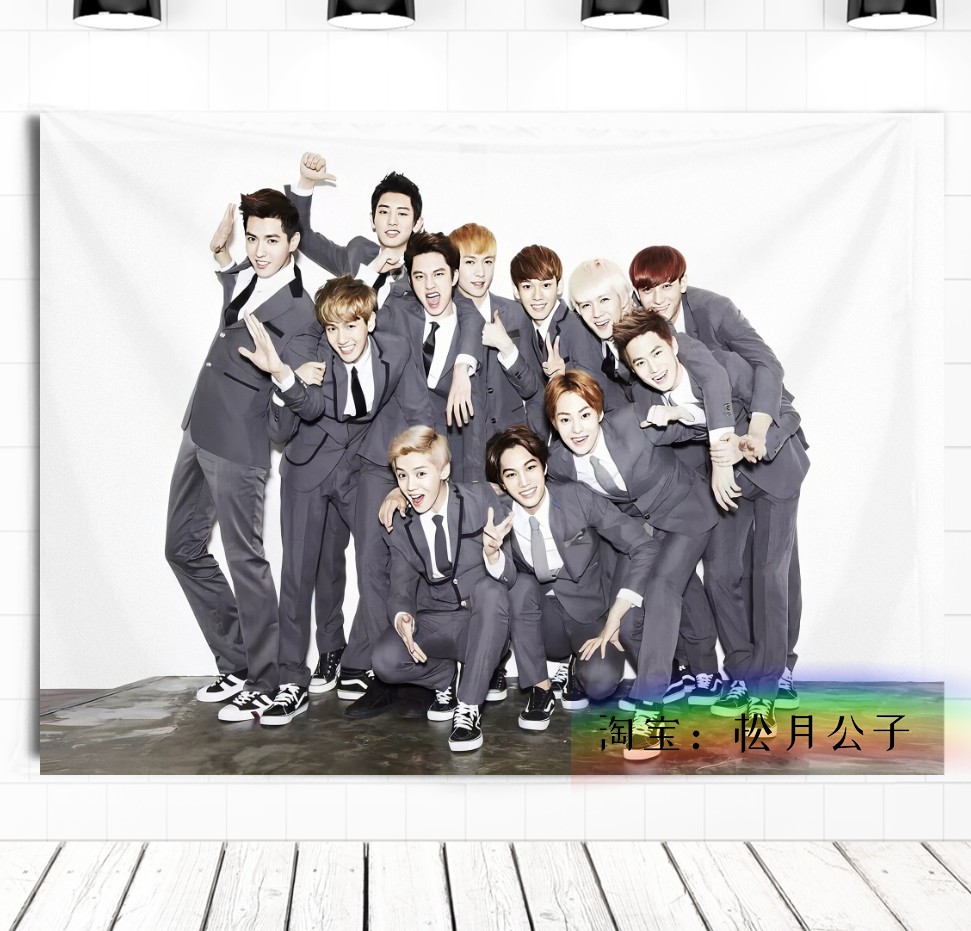 WhiteEXO Park canlie Bian Boxian Wu Shixun Zhang Yixing Kris Hanging cloth Wall cloth Tapestry dormitory Background cloth decorate
