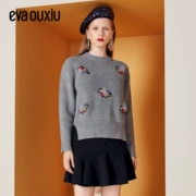 Yihua Ou Xiu 2018 mùa đông nữ mới qua áo len chui đầu bên hông áo len thời trang vải len - Vòng cổ áo len