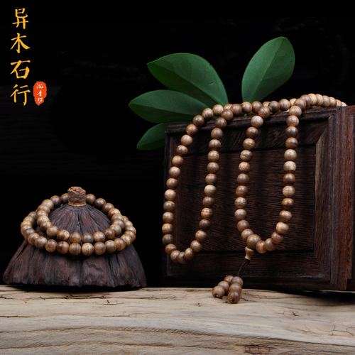 Kualitas Indonesia Kalimantan Gaharu Manik Gelang Rosario 8 Mm Aquila Tunggal Lingkaran Multi-loop Gelang Kayu Pria dan Wanita -Internasional