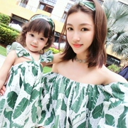 AM Sauce Majia [Gửi đai] Mùa hè In mới Bãi biển Cha mẹ mặc con gái Váy nữ