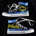 Kéo lại dc phiên bản giới hạn giày chung Batman 1970s giày vải graffiti Man Wei vẽ tay chú hề nổ giày cao - Plimsolls giày converse cổ thấp Plimsolls