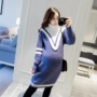 Phụ nữ mang thai mùa thu và mùa đông dày ấm áp trong phần dài màu phù hợp với cổ áo cao Phụ nữ mang thai áo len nữ phiên bản Hàn Quốc của áo sơ mi mùa đông áo bầu đẹp 2021