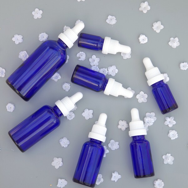 Синяя пипетка, стеклянная бутылка, эссенция, духи, косметическая бутылочка для эфирных масел, тара