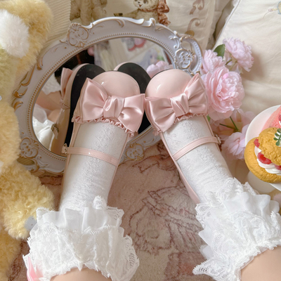 taobao agent Genuine footwear with bow high heels, Lolita style
