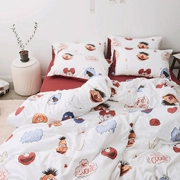 INS gió mạng Bắc Âu giường ngủ ở một gia đình bốn màu đỏ Sesame Street phim hoạt hình cô gái của tâm trí ký túc xá khăn trải giường chăn Mikasa - Bộ đồ giường bốn mảnh