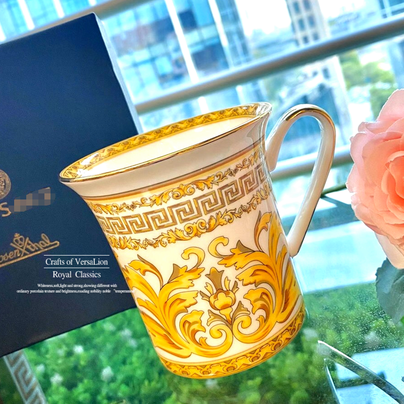 Floria White (High Quality Bone China)European style luxurious Ceramic cup new pattern ins Net red cup Medusa Mug Bone China Coffee milk cup Tea cup