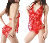 Năm sinh đỏ ren tạp dề chia ngắn nightdress kích thước lớn đồ lót sexy đồ ngủ nữ cám dỗ mùa hè mở tập tin đồ ngủ nam