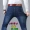 Thu đông cao co giãn eo cao quần jeans thun nam dày cộng với phân bón XL béo mập thẳng áo thể thao