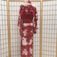 Sakura Cat Wine Red Kimono Полный комплект