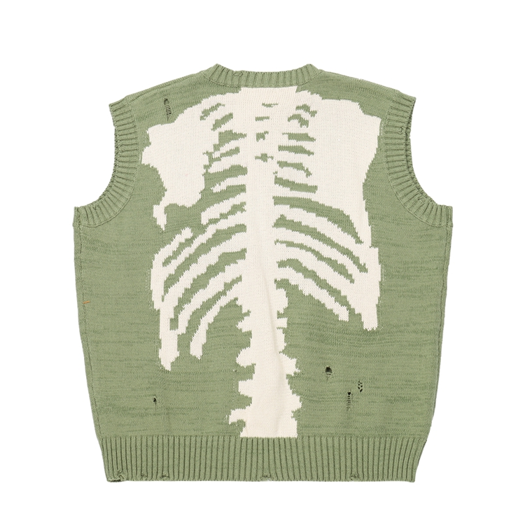 Greenskeleton hole vest sweater