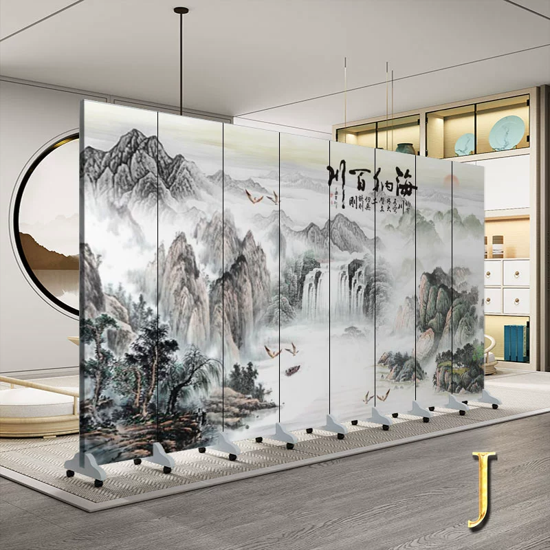 vách chắn cầu thang Tùy chỉnh 
            mới phong cách Trung Quốc phân vùng màn hình phòng khách có thể gập lại văn phòng di động phòng ngủ khách sạn bìa nhà hàng vải trang trí tường vách panel ngăn phòng 