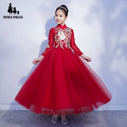 Mới của trẻ em ăn mặc công chúa mô hình sàn catwalk piano guzheng trang phục cô gái nhỏ chủ trang phục phần dài