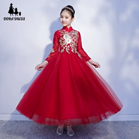 Mới của trẻ em ăn mặc công chúa mô hình sàn catwalk piano guzheng trang phục cô gái nhỏ chủ trang phục phần dài bộ vest dự tiệc cho bé trai