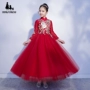 Mới của trẻ em ăn mặc công chúa mô hình sàn catwalk piano guzheng trang phục cô gái nhỏ chủ trang phục phần dài bộ vest dự tiệc cho bé trai