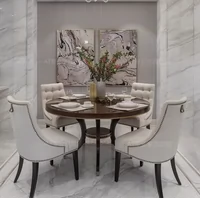 Простой американский обеденный стол и стул Комбинация после современных комнат для образцов, 4 стулья, легкие роскошные новые классические круглые стулья стола с обеденным столом