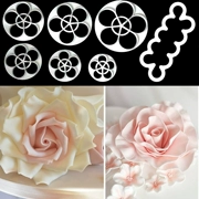 Công cụ fondant Hoa hồng fondant Hoa 6 cánh hoa cánh hoa Khuôn mẫu tích hợp Hoa hồng khuôn - Tự làm khuôn nướng