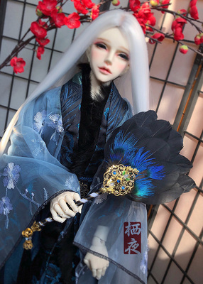 taobao agent [Qiye Building] BJD accessories-ancient wind feather fan- [【【【] -Black and blue feathers-Uncle