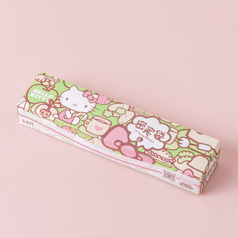 12 Large Kittys (27Cm * 30Cm)Yijie Hello Kitty Sealed bag Cartoon Food bag thickening Self sealing bag Preservation Bag Dense bag lovely Seal pocket