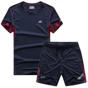 Thể thao phù hợp với nam giới mùa hè đào tạo quần áo thể dục ngắn tay T-Shirt nhanh khô quần short phòng tập thể dục chạy quần áo nam