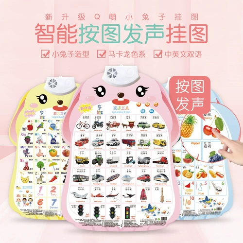 Мультяшный обучающий флип-чарт, игрушка на стену для детского сада, со звуком, грамотность, обучение, раннее развитие