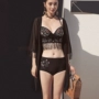 Retro cao eo dân tộc thêu hoa bikini áo ba lỗ ngực nhỏ tập hợp vòng thép chia áo tắm nữ - Bộ đồ bơi hai mảnh bikini 2 mảnh màu đen