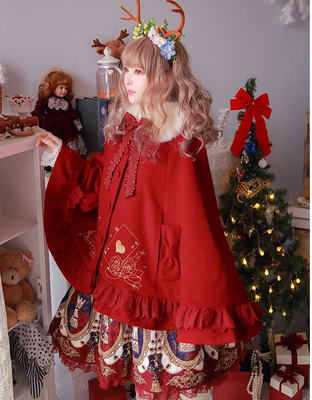 taobao agent Genuine winter card game, woolen trench coat, Lolita style, with embroidery