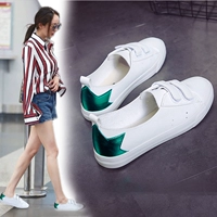 Giày trắng nữ thoáng khí Velcro 2017 mùa hè phiên bản mới của Hàn Quốc hoang dã miệng thấp để giúp giày lười đế bằng thông thường giày bốt nữ