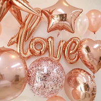 Золотой воздушный шар, детские буквы и цифры, макет на день Святого Валентина, украшение, розовое золото