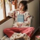 Đồ ngủ nữ mùa xuân và mùa hè cotton dâu tây phần mỏng kích thước lớn mùa xuân và mùa thu Hàn Quốc tươi sinh viên dịch vụ nhà phù hợp với chân dầm - Nam giới