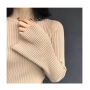 Mùa xuân phiên bản Hàn Quốc mới của áo len chui đầu cao nửa cổ tay áo kèn tay áo len nữ Slim mỏng chạm đáy đan áo khoác len cardigan nữ