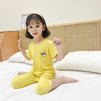 Летняя эластичная детская тонкая пижама подходит для мужчин и женщин, комплект, сшита из модала, короткий рукав
