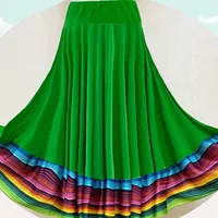 Зеленая (цветная граница) средняя юбка длиной 65 см