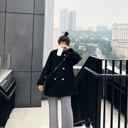 Áo khoác len nữ ngắn đôi ngực 2018 thu đông 2018 phiên bản mới của Hàn Quốc của chiếc áo len nhỏ giản dị giản dị