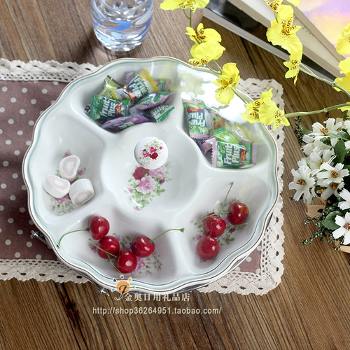 Керамическая сушеное фруктовое пластинку стеклянная крышка керамическая закуска конфеты новогодние сетки Семена тыква ореховая коробка вода фрукты могут повернуться