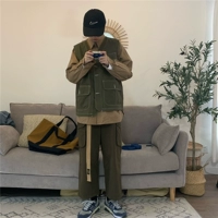 Ajoe mùa thu mới Ami 咔叽 Công cụ Nhật Bản thả lỏng áo vest quân sự trung lập - Dệt kim Vest áo len kiểu hàn quốc