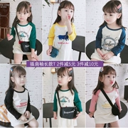 Áo thun cotton bé gái dài tay 2018 phiên bản Hàn Quốc mới của bé gái mùa thu trẻ em kiểu dáng dài nước ngoài