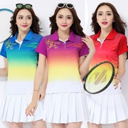 Váy tennis trắng nữ mùa hè xếp li cầu lông set quần dài nửa váy cỡ lớn giả hai váy thể thao eo cao - Trang phục thể thao
