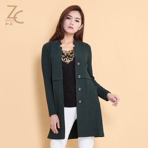 Zhichen 2016 mùa thu mới nhỏ đứng cổ áo sọc đan áo dài 1863500