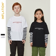 Trẻ em mặc 2019 xuân mới đại học gió nam và nữ sọc giả hai áo thun dài tay áo thun trẻ em thương hiệu lớn - Áo thun