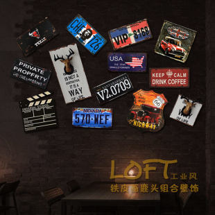 Американский LOFT промышленный ветровой железный рисунок олень голова комбинация настенная декорация барбекю магазин фон настенная декоративная живопись кулон
