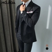 Mùa thu mới Hàn Quốc mua phù hợp với kinh doanh chất lượng cao phù hợp với sọc có thể được kết hợp với bộ đồ ba mảnh SET349 - Suit phù hợp