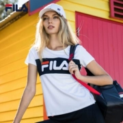 Áo thun ngắn tay Fila Fila nữ mùa hè mới ngắn T thể thao giản dị Áo thun logo dệt kim cổ tròn tay ngắn - Áo phông thể thao