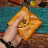 Японский ретро кошелек, короткий вместительный и большой бумажник, из натуральной кожи