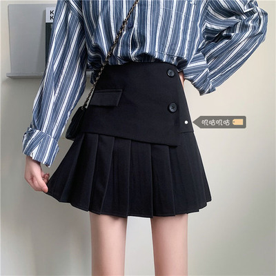 taobao agent Spring pleated skirt, fitted mini-skirt, plus size, 2021 collection, hip-covering, high waist, A-line