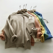 Áo len cổ tròn sáu màu, áo len dệt kim rộng màu tự nhiên