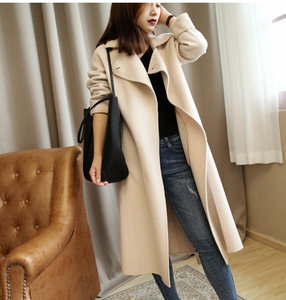 Lĩnh vực khí thải giải phóng mặt bằng chống mùa! Hai mặt làm bằng tay len cashmere áo khoác nữ dài áo len mùa thu và mùa đông vành đai